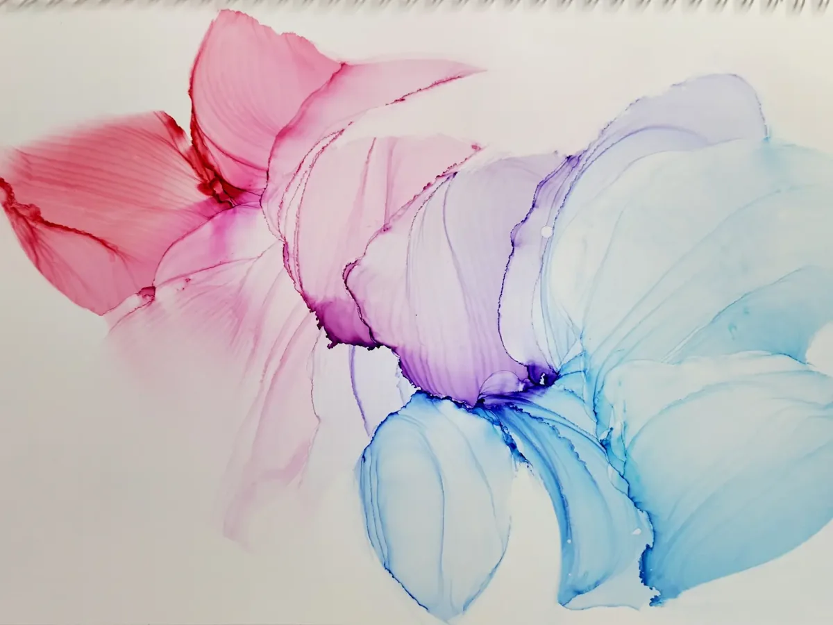 Alcohol-ink background, pink and blue